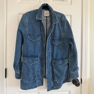 Totême Faux Oversized Utility Army-Inspired Blue denim Jacket